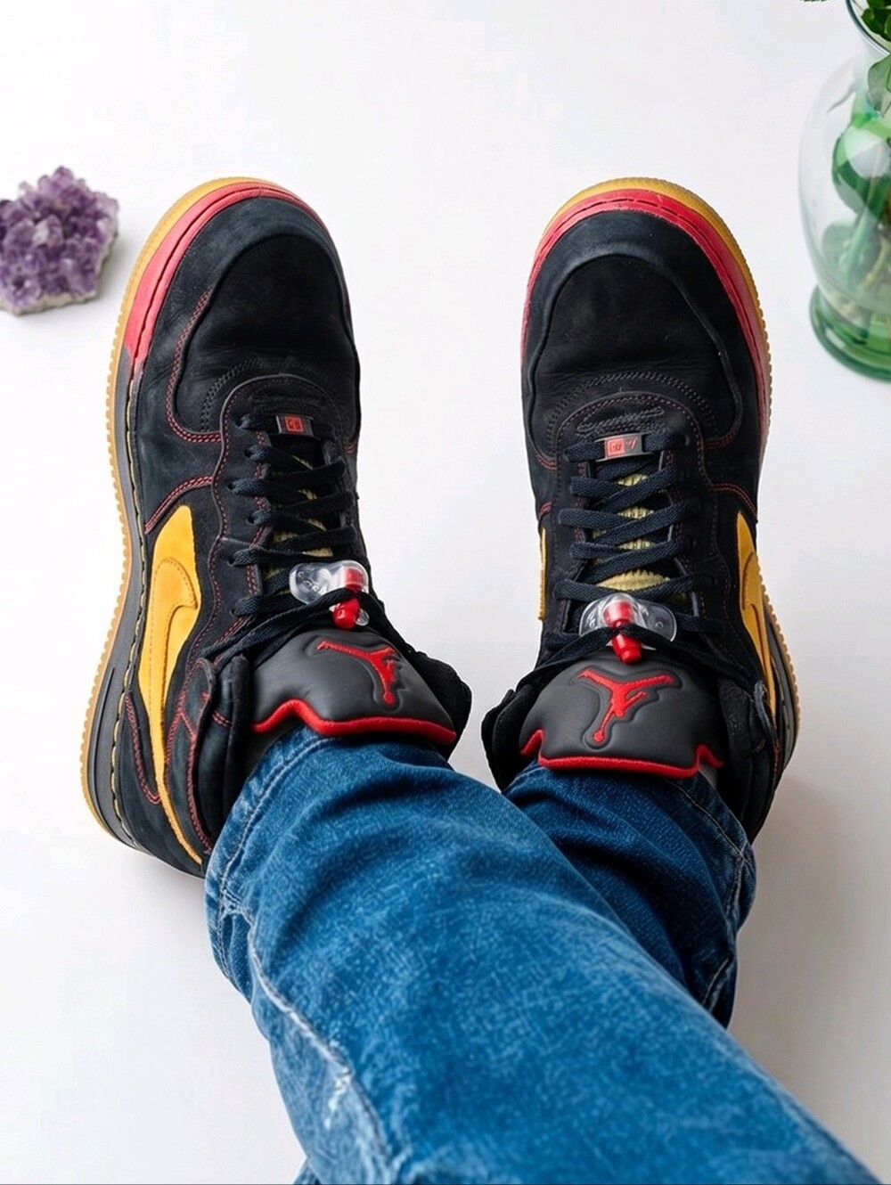 Nike Air Jordan Fusion 5 High Top Mens Size 11.5 45.5 Black Red Shoes 318608-062 - Picture 2 of 13
